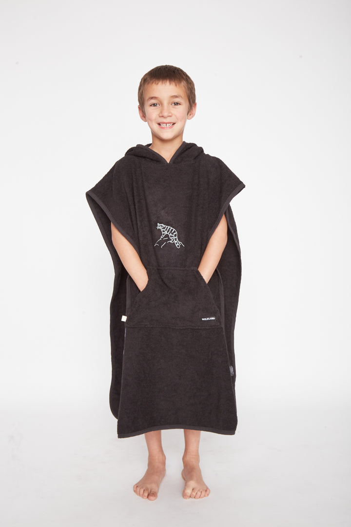 Toalla Poncho Orgánica Niños Negro