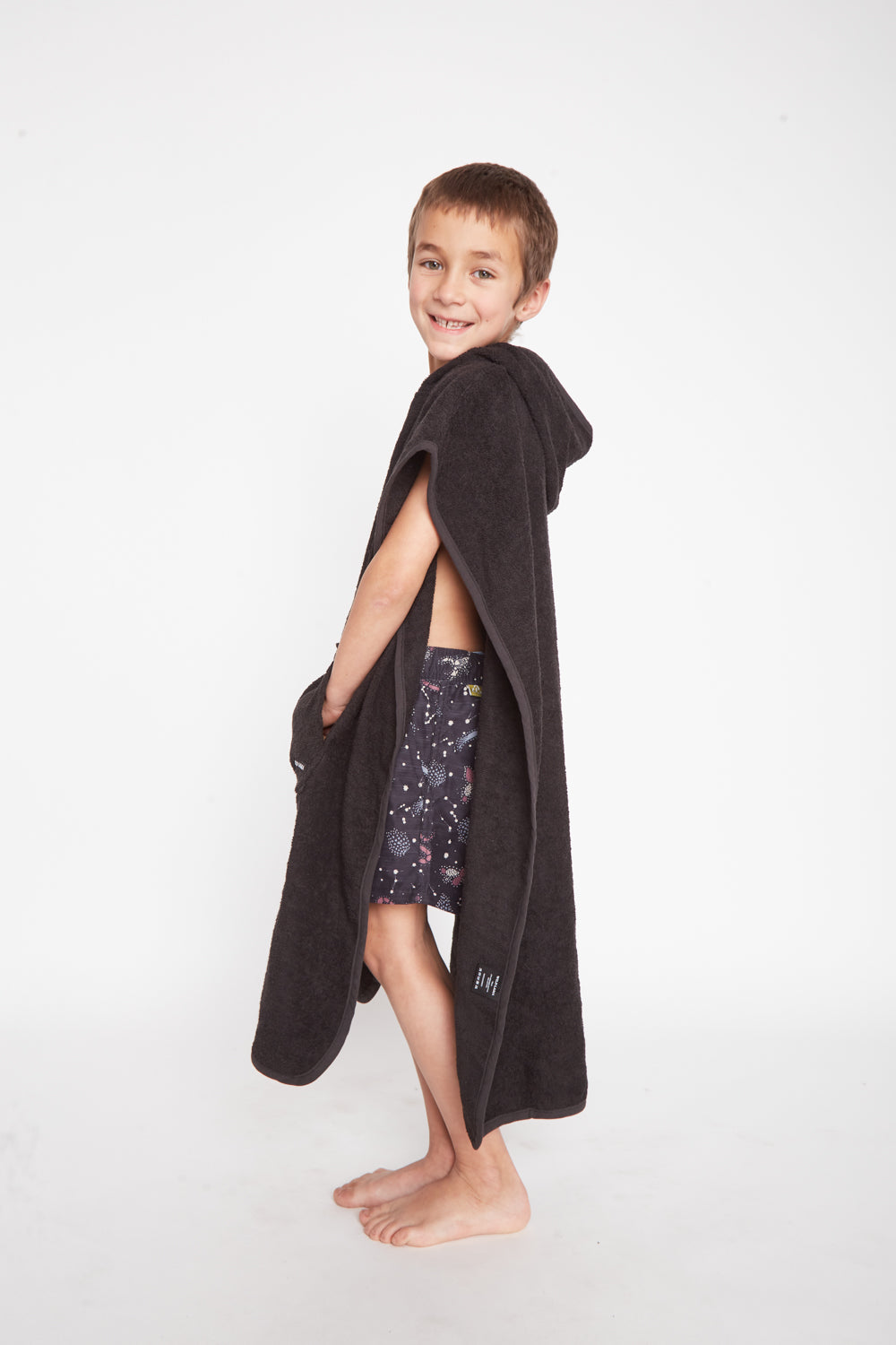 Toalla Poncho Orgánica Niños Negro