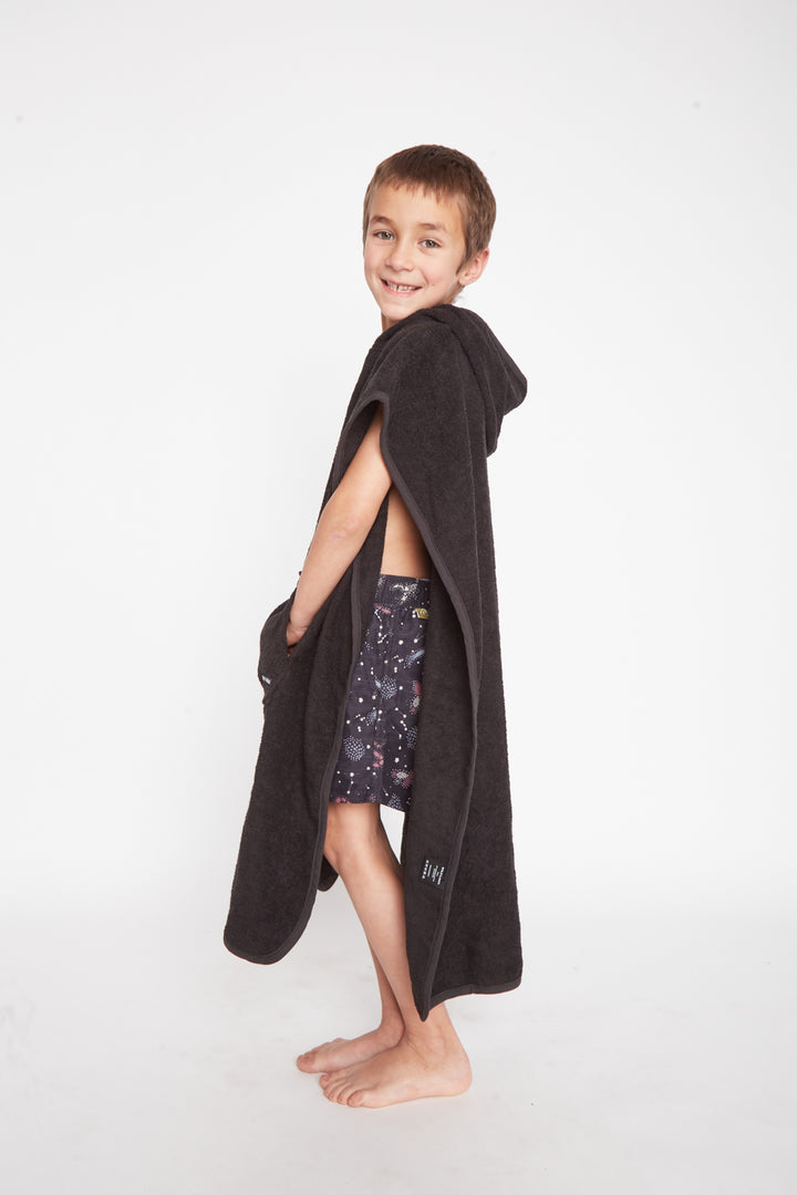 Toalla Poncho Orgánica Niños Negro