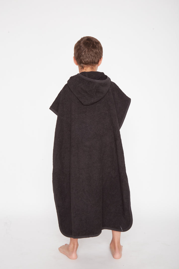 Toalla Poncho Orgánica Niños Negro