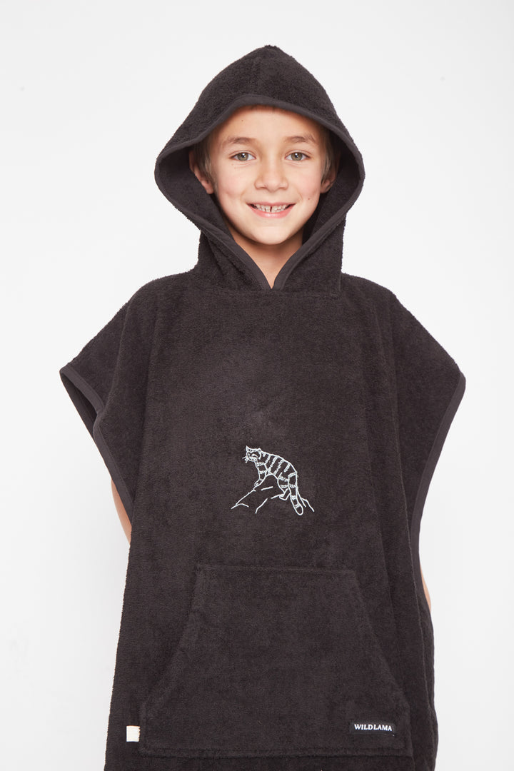 Toalla Poncho Orgánica Niños Negro