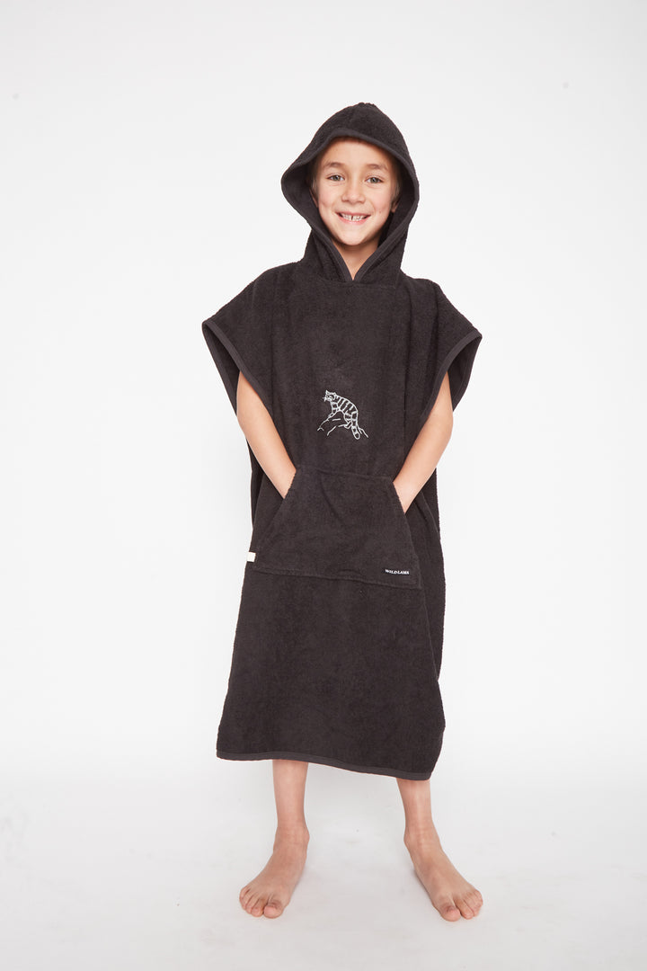 Toalla Poncho Orgánica Niños Negro