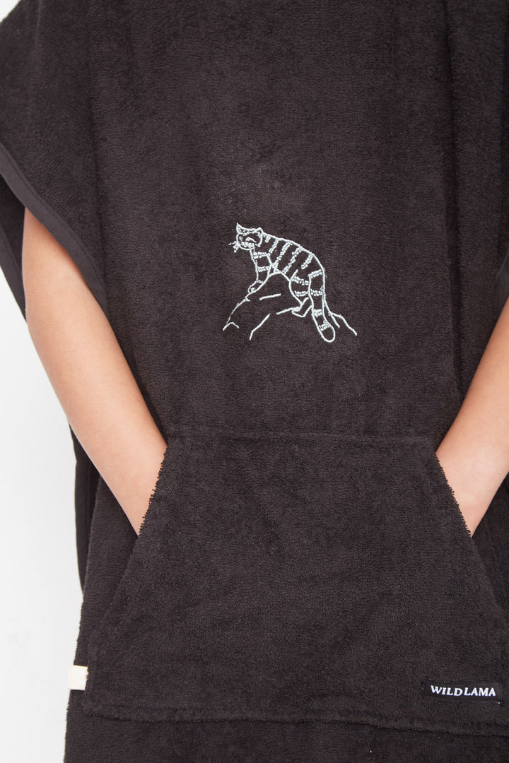 Toalla Poncho Orgánica Niños Negro
