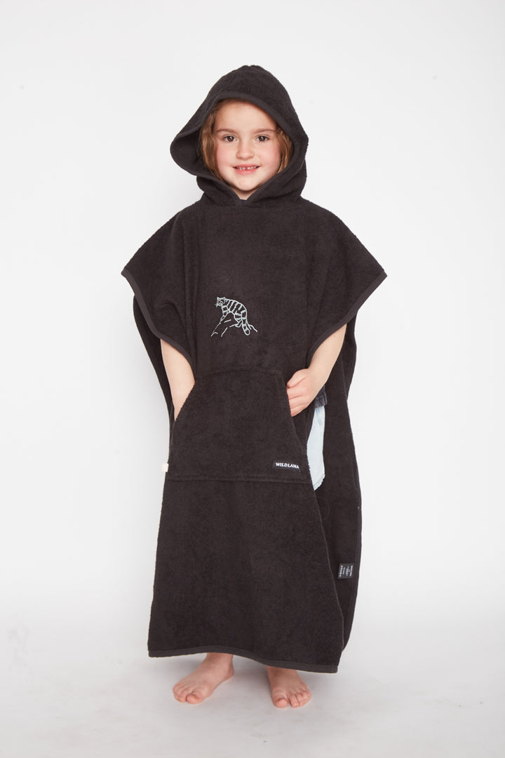 Toalla Poncho Orgánica Niños Negro