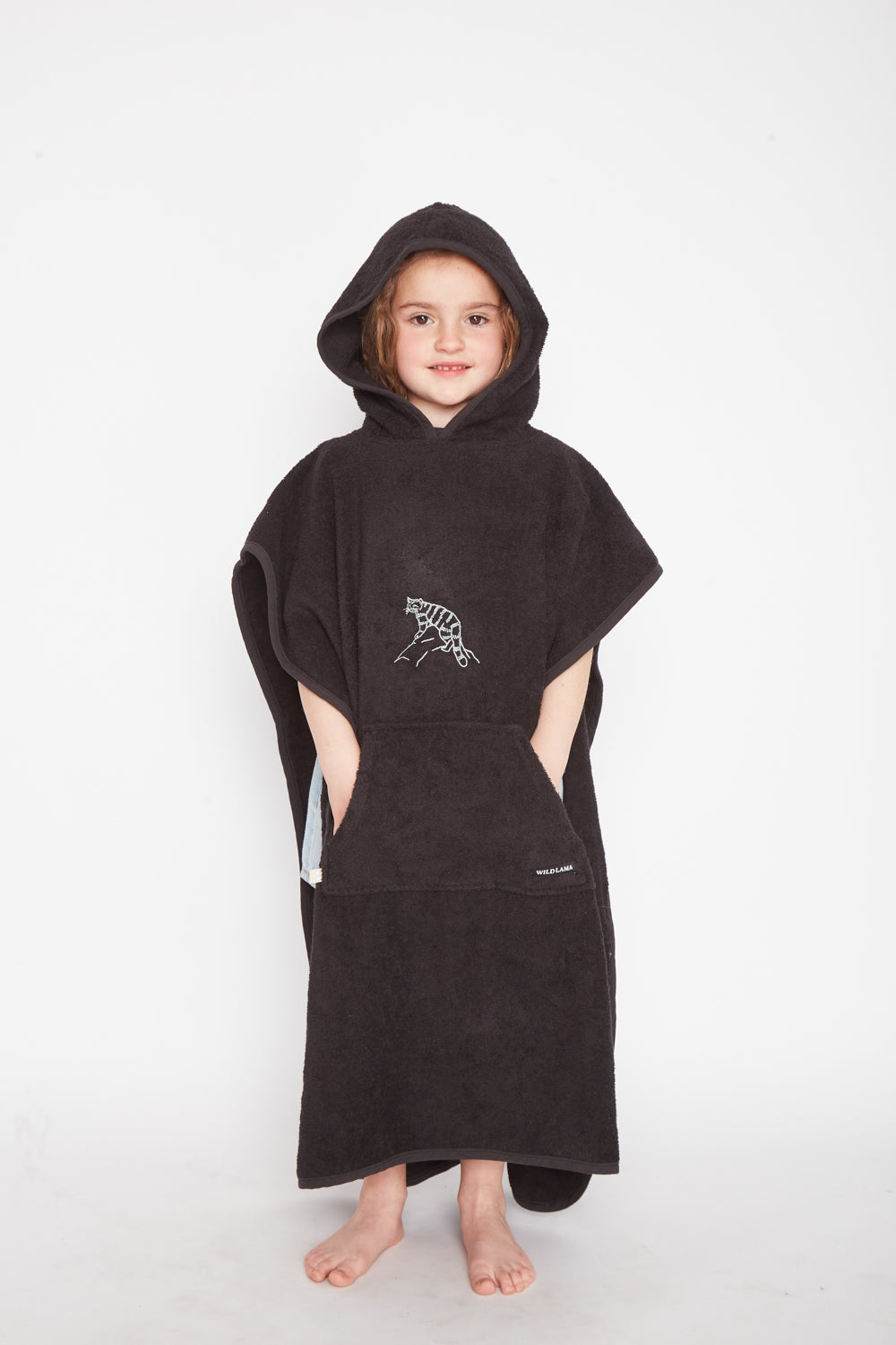 Toalla Poncho Orgánica Niños Negro