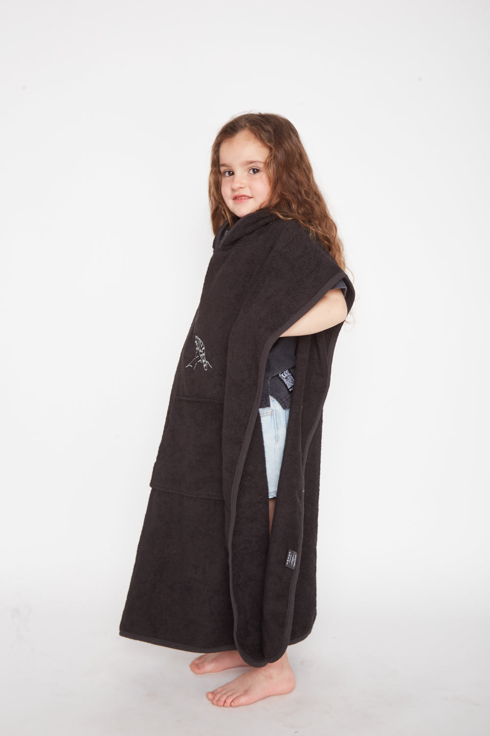 Toalla Poncho Orgánica Niños Negro