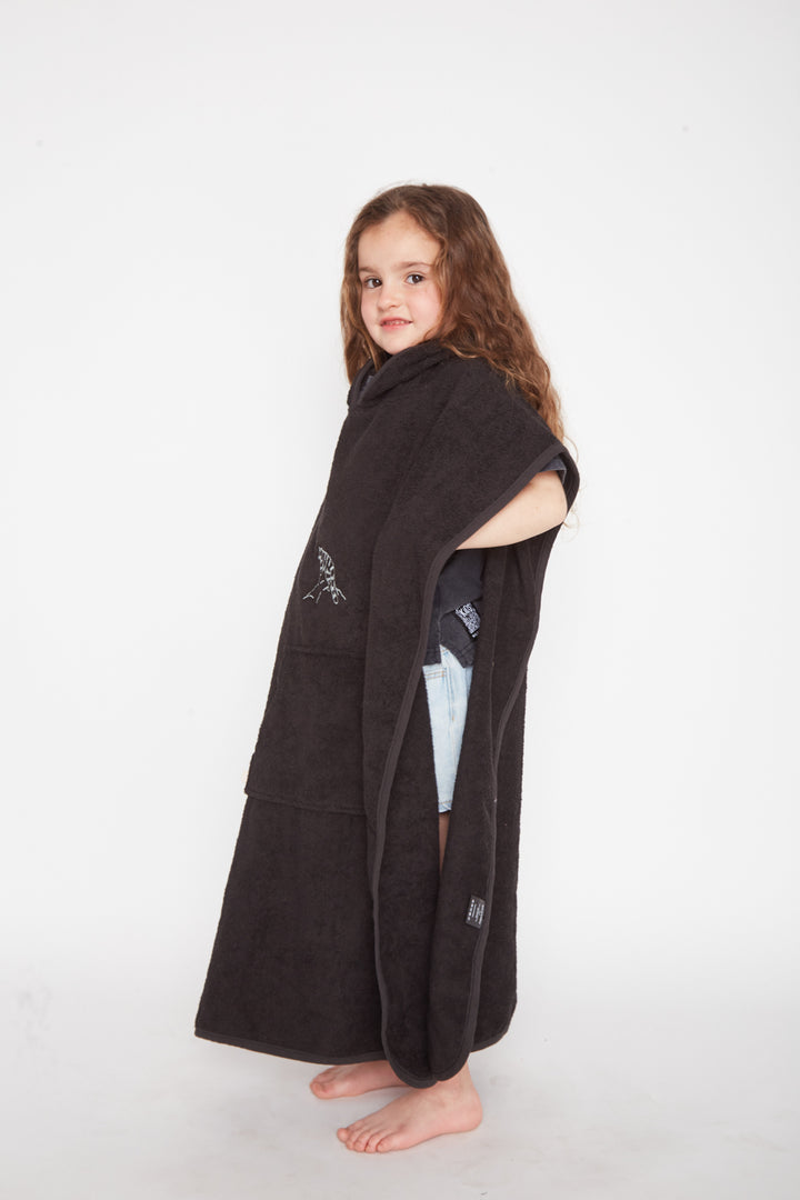 Toalla Poncho Orgánica Niños Negro