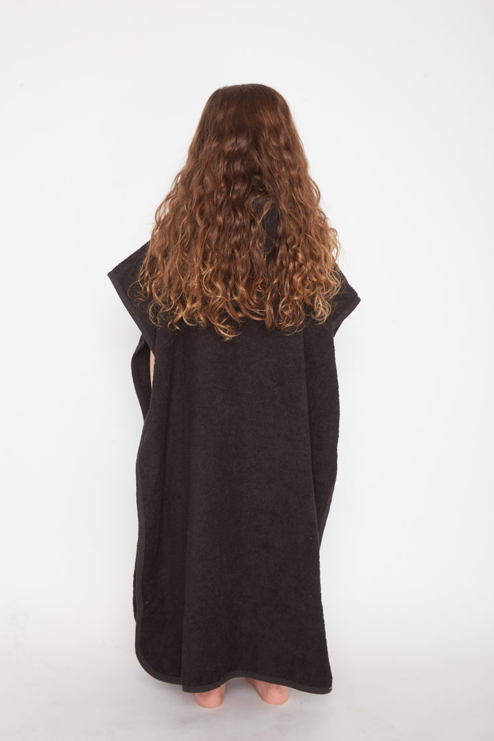 Toalla Poncho Orgánica Niños Negro
