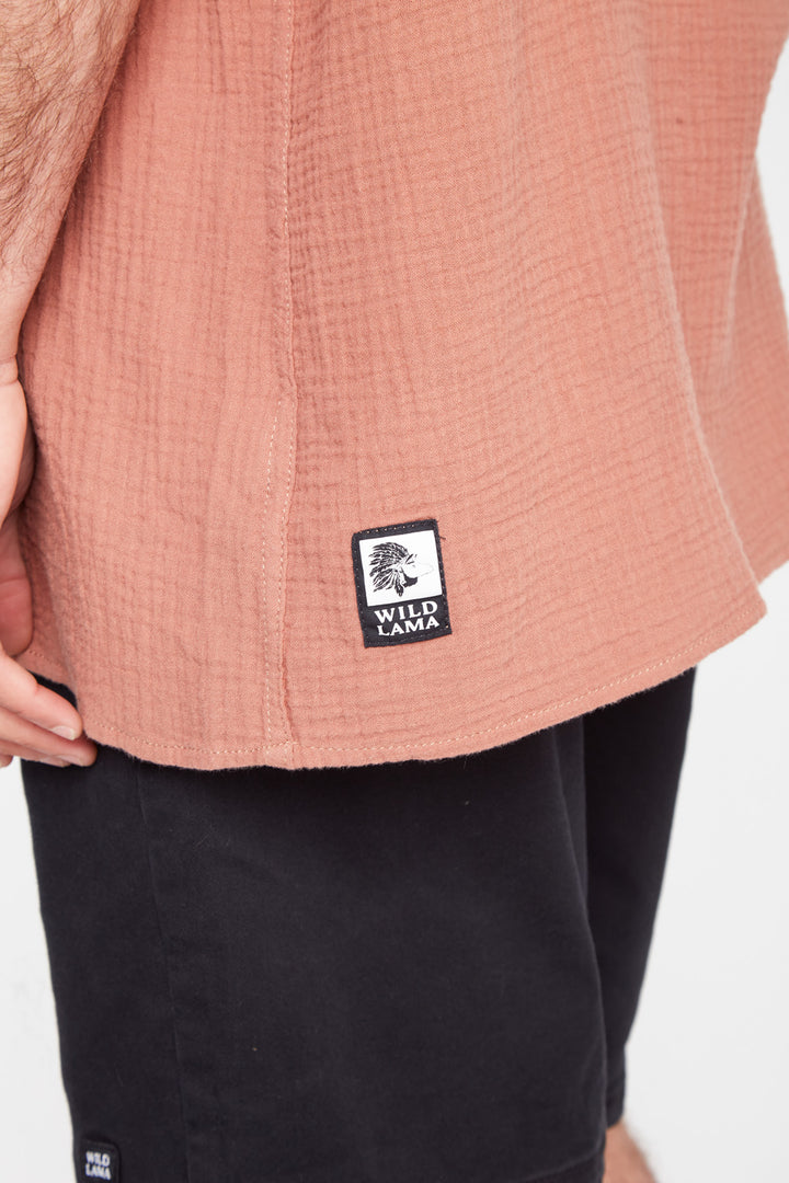 Camisa Ruga Algodón Terracota Hombre