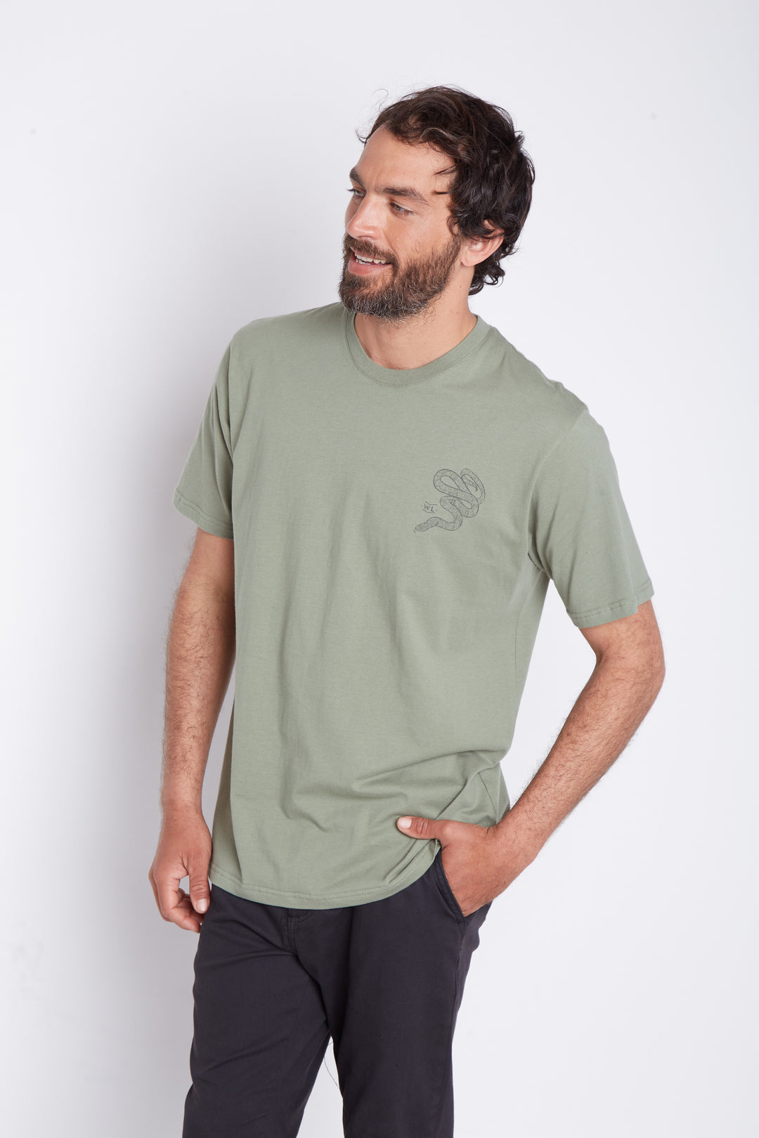 Polera Animal Orgánica Verde Oliva Hombre