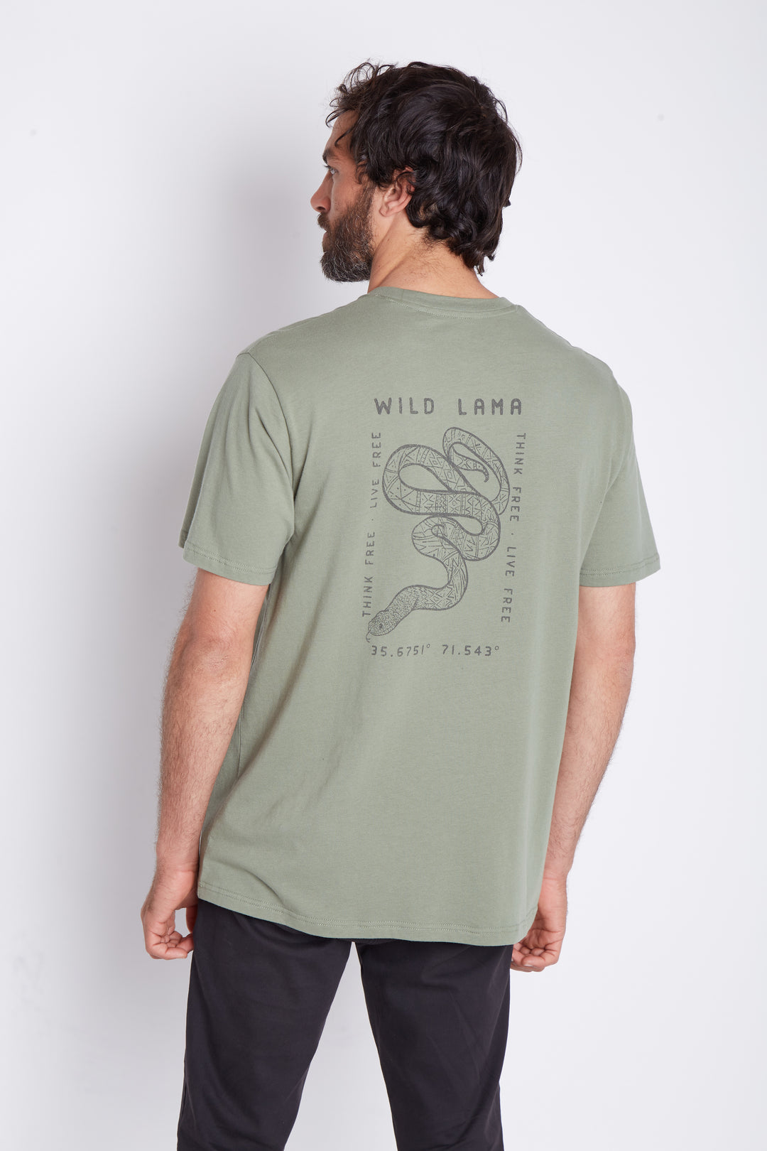 Polera Animal Orgánica Verde Oliva Hombre
