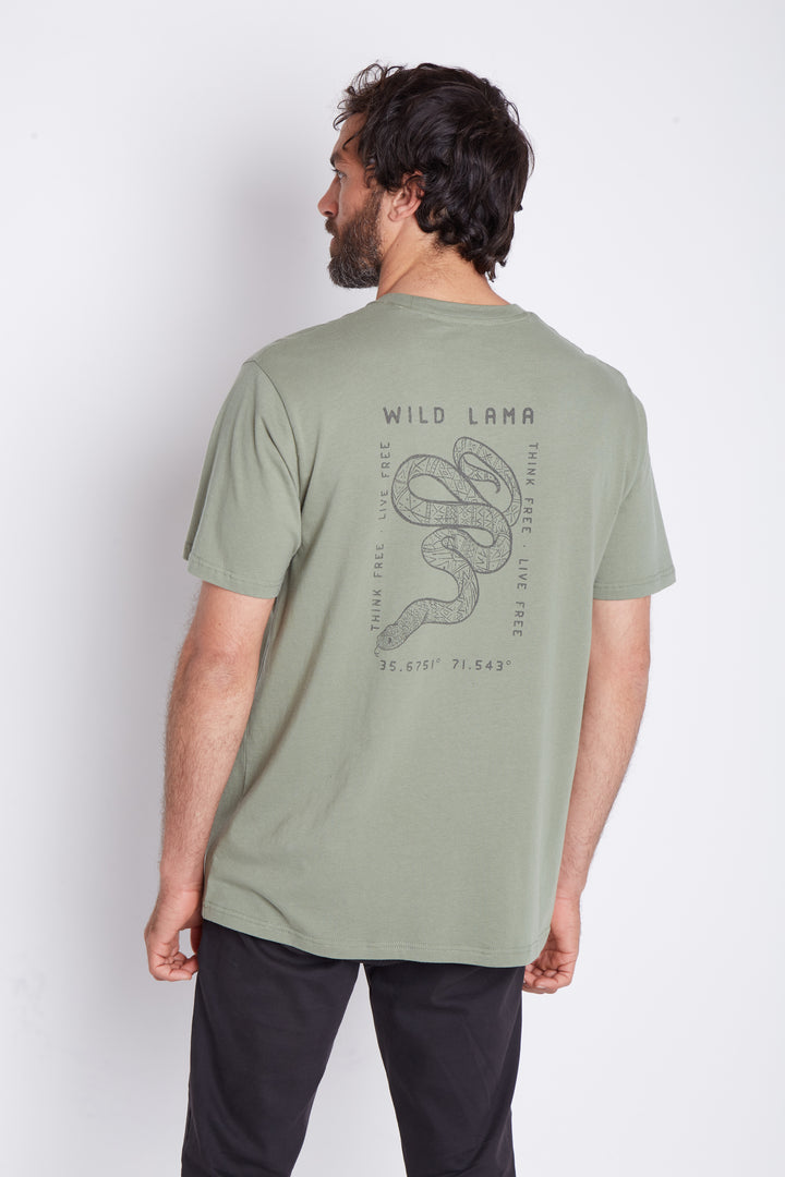 Polera Animal Orgánica Verde Oliva Hombre