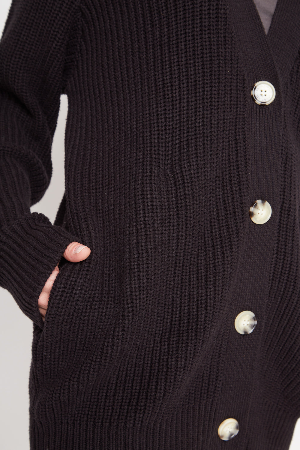 Cardigan Bohemia Oversize Orgánico Negro Mujer