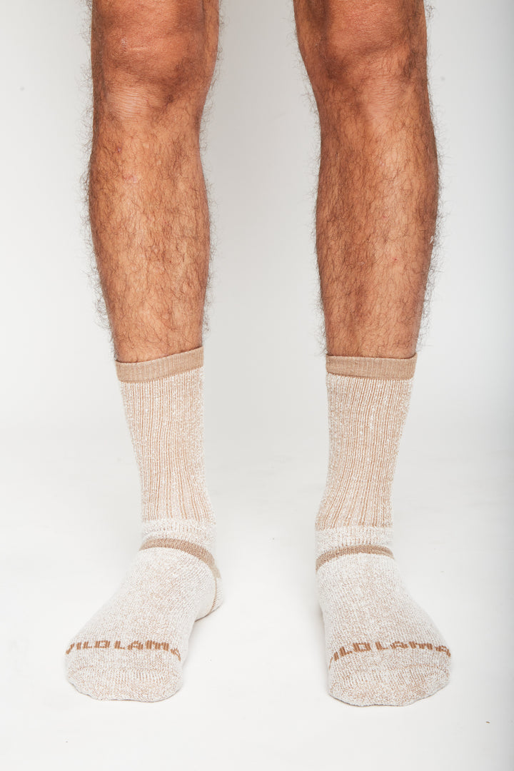 Calcetín Lana Merino Sport Fibras Sustentable Beige